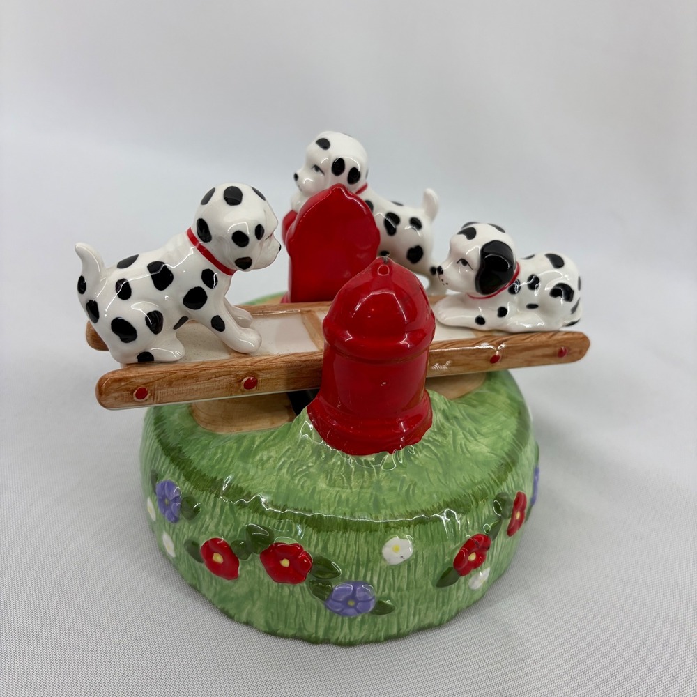 San Francisco Music Box Company‎ Vintage Dalmatian Dog Puppies Musical See Saw